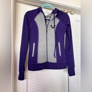 True Religion Women's Sequin Logo Performance Activewear Full Zip Hoodie